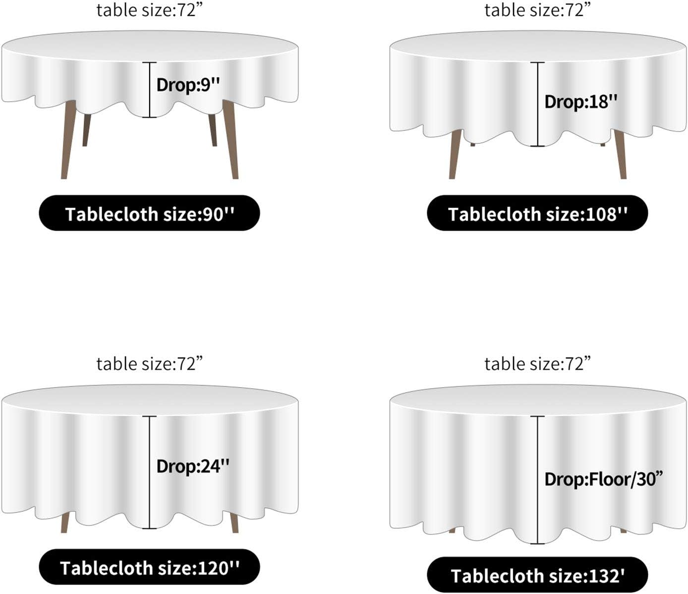 Ascoza 2pack 108 Inch Emerald Round Tablecloth in Washable Polyester Fabric for Wedding/Banquet/Restaurant/Parties
