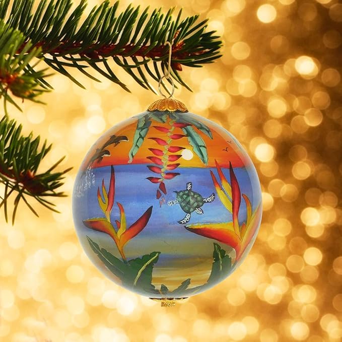 Collectible Hand Painted Hawaii Sunset Ornament Collectible with Gift Box SUH/H