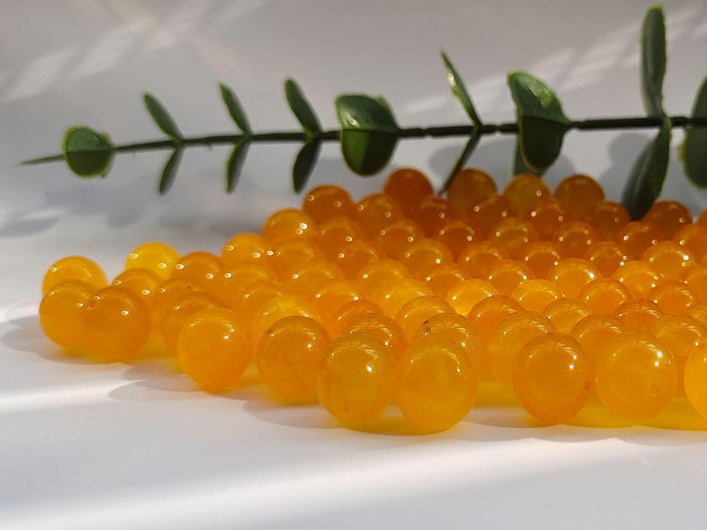 Stone Beads 10mm 60pcs Yellow Chalcedony Beads Round Loose Gemstones Beads for Bracelet Necklace Jewelry Making (10mm, 61032 Yellow Chalcedony)