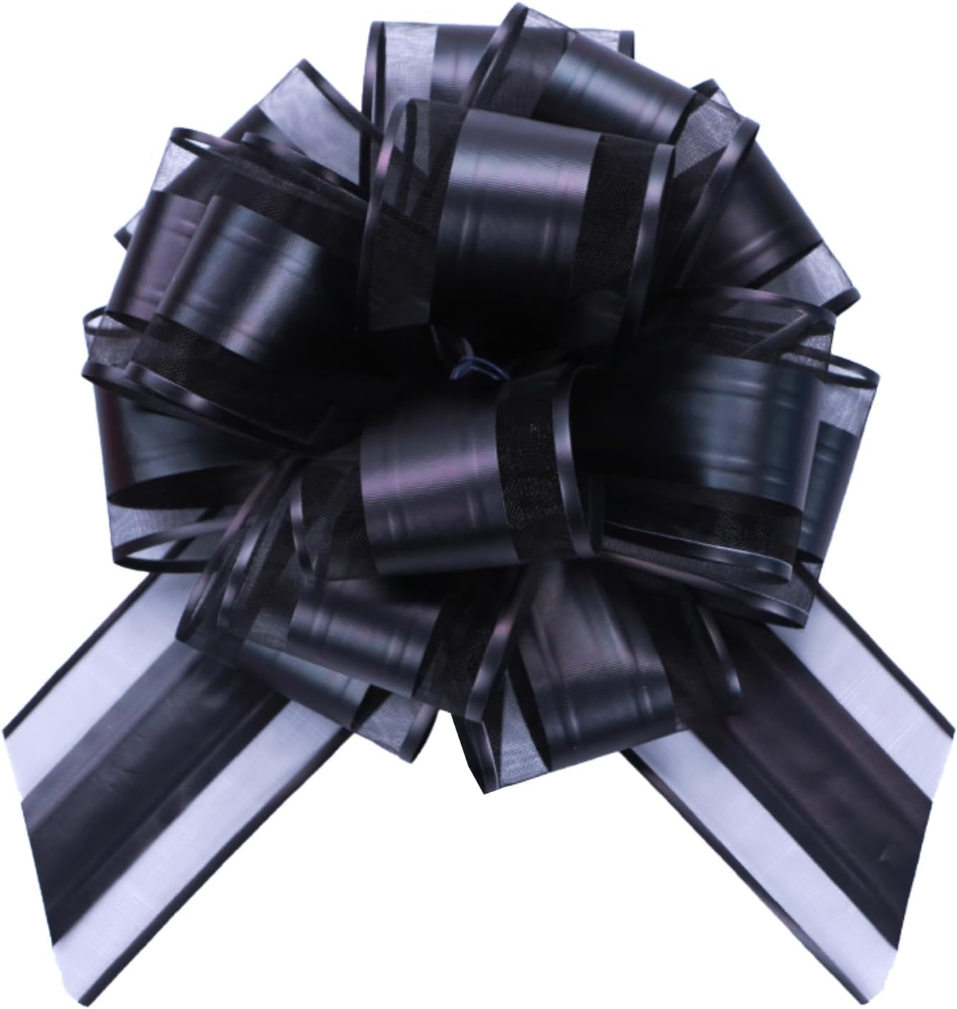 6 PCS 6 Inch Organza Black Pull Bows - Perfect for Gift Wrapping, Wedding Decor, Car Bows, Birthday Parties, Christmas, and Valentine's Day