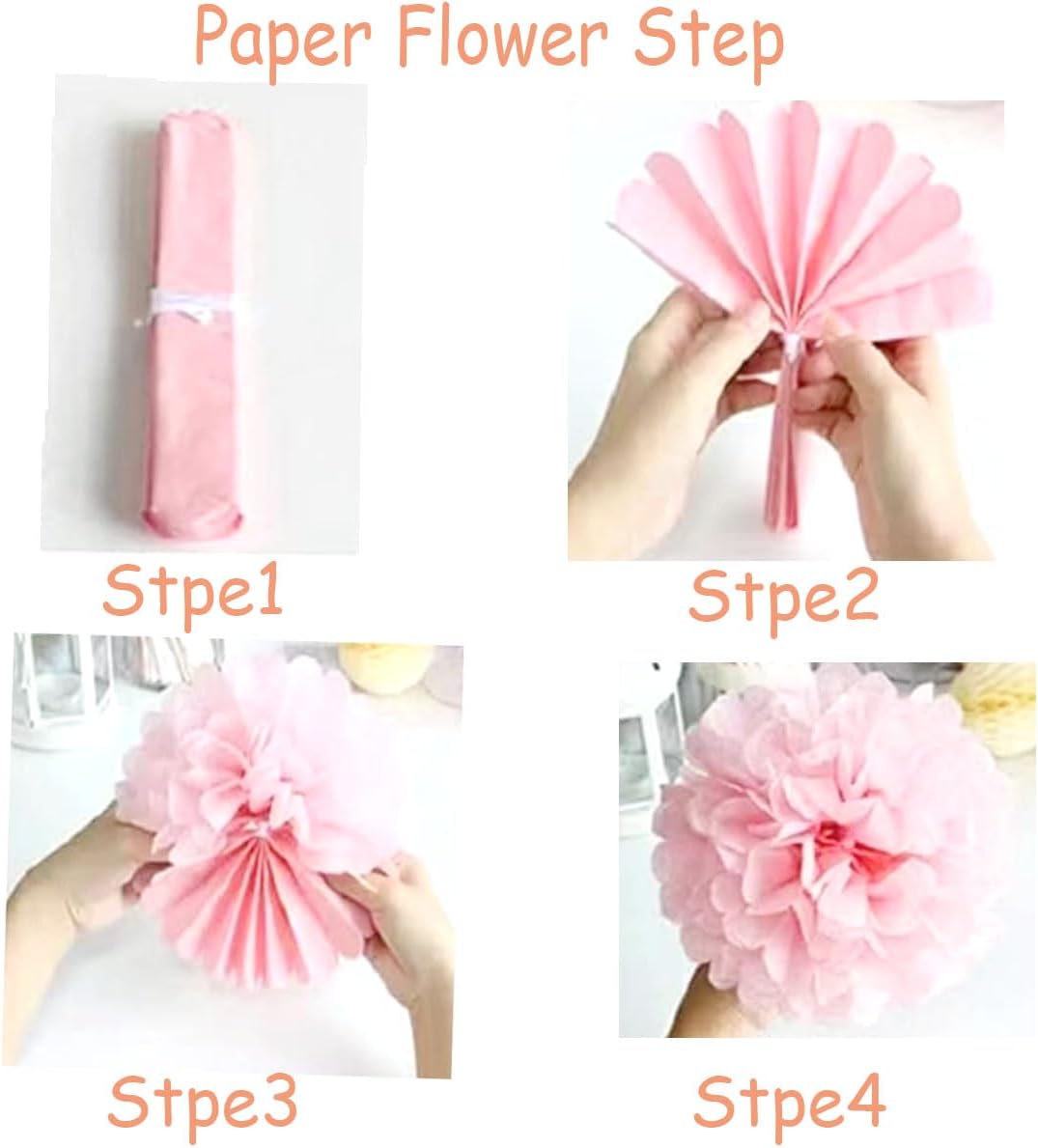 12pcs 8in 10in Pink Kit Paper Pom Poms Tissue Paper Flower Hanging Paper Flower Balls Wedding Party Flower Decorations DIY Art Craft Blooms for Birthday Baby Shower Nursery Decor