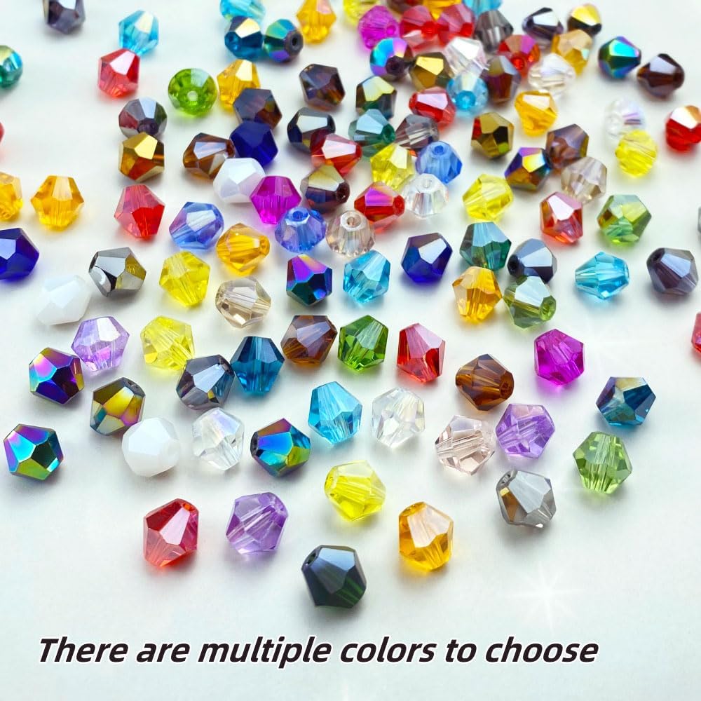 400pcs 4mm Bicone Crystal Glass Beads Loose Spacer Beads Faceted Craft Beads for Jewelry Making DIY Necklace Bracelet Earring Wind Chimes Suncatchers Ornamen(Grass Green AB)