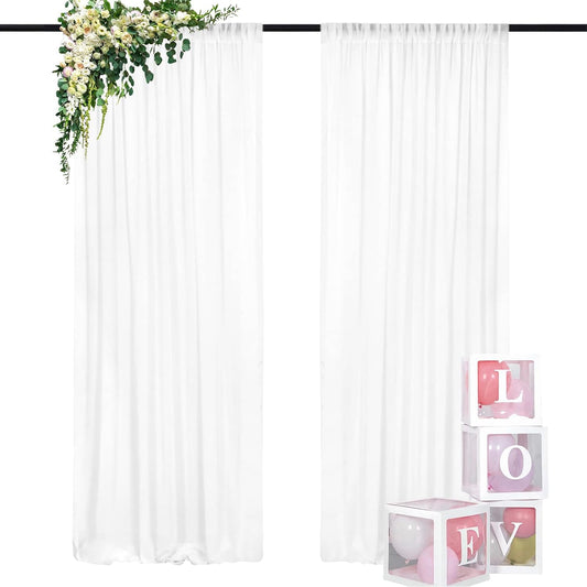 DUOBAO Chiffon Backdrop Curtain-2 Panels 29"x108" Wedding Backdrop Drapes Beach-Curtains for Living Room Voile Window Curtain Photography Backdrops for Weddings Ceremony (White)