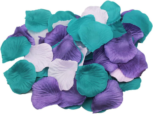 900 Pack Purple Lavender Turquoise Teal Flower Rose Petals Mermaid Party Wedding Cake Table Confetti Centerpieces Girl Baby Shower Birthday Bridal Shower Party Garden Aisle Decoration