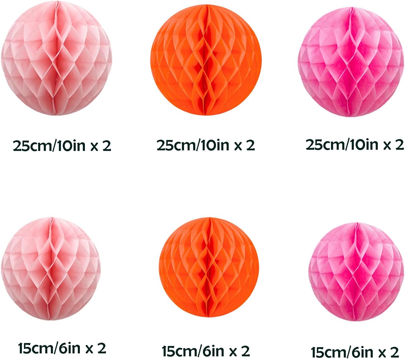 ZOOYOO 12Pcs 6" 10" Honeycomb Balls Decorations Hanging Tissue Paper Pom poms for Birthday Baby Shower Wedding Engagement Holidays Home Fall Thanksgiving Decor(Pink,Orange)