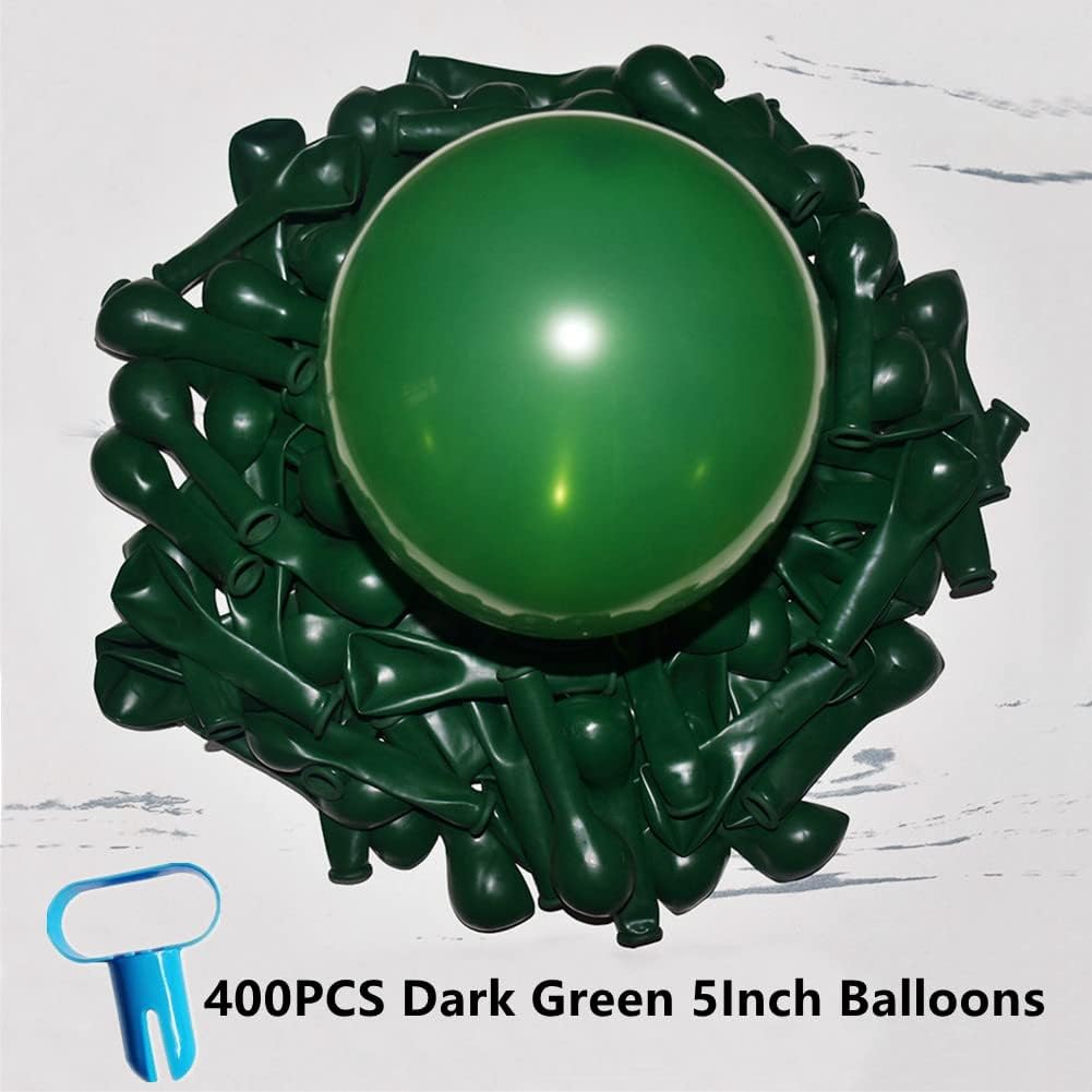 400 Pack Green Balloons 5 Inch Dark Green Latex Mini Small Balloon for Birthday Wedding Baby Shower Graduation Anniversary Jungle Party Decorations