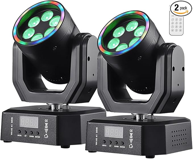 Mini Moving Head Light, 30W Compact Led DJ Stage Lights Moving Head Wash with Halo Effects, Remote/ DMX512/ Sound Control for Wedding DJ Party Disco Club Small Venues