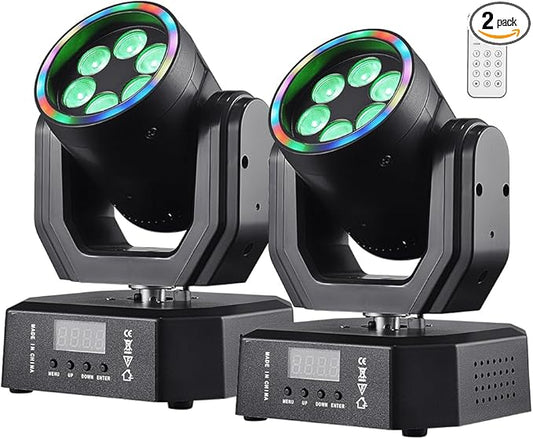 Mini Moving Head Light, 30W Compact Led DJ Stage Lights Moving Head Wash with Halo Effects, Remote/ DMX512/ Sound Control for Wedding DJ Party Disco Club Small Venues