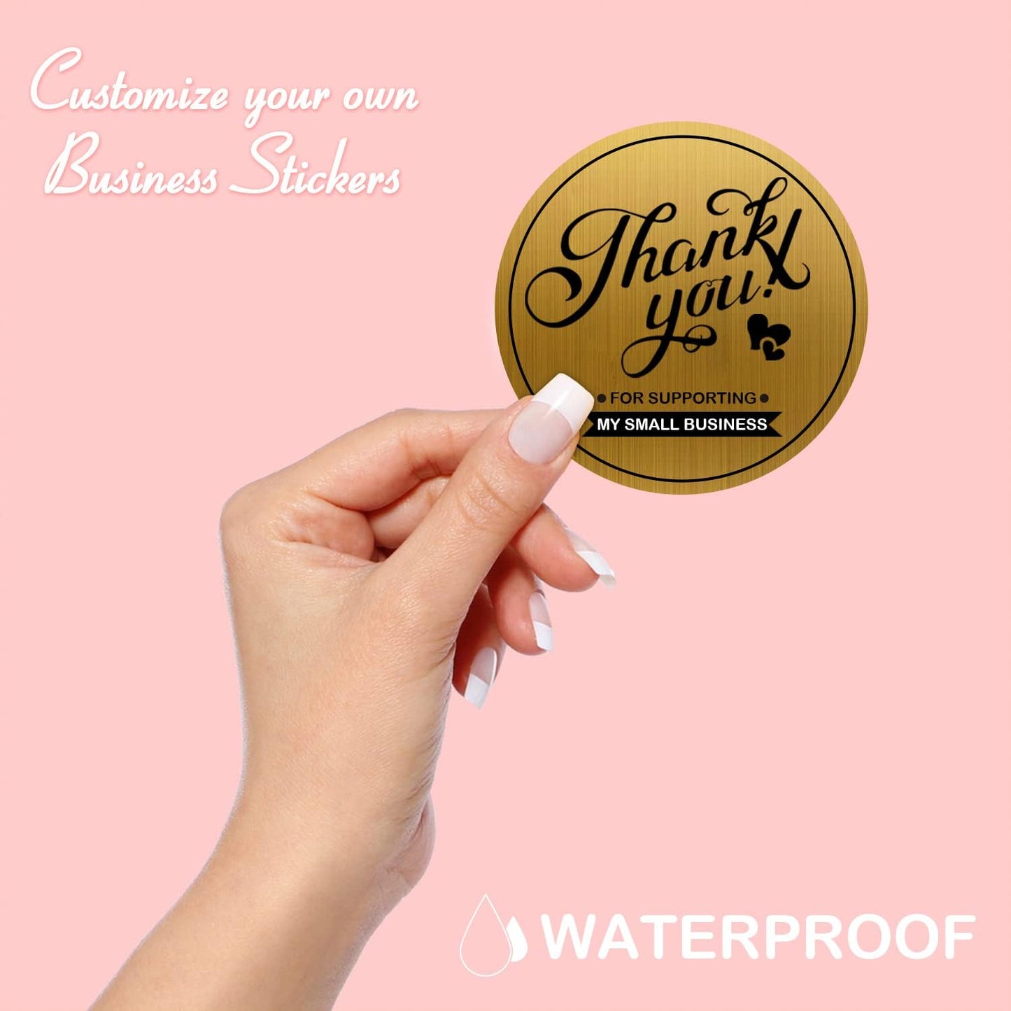 Custom Logo Stickers for Business, Personalised Logo Labels, Waterproof, Perfect for Branding & Packaging (Brushed Gold)