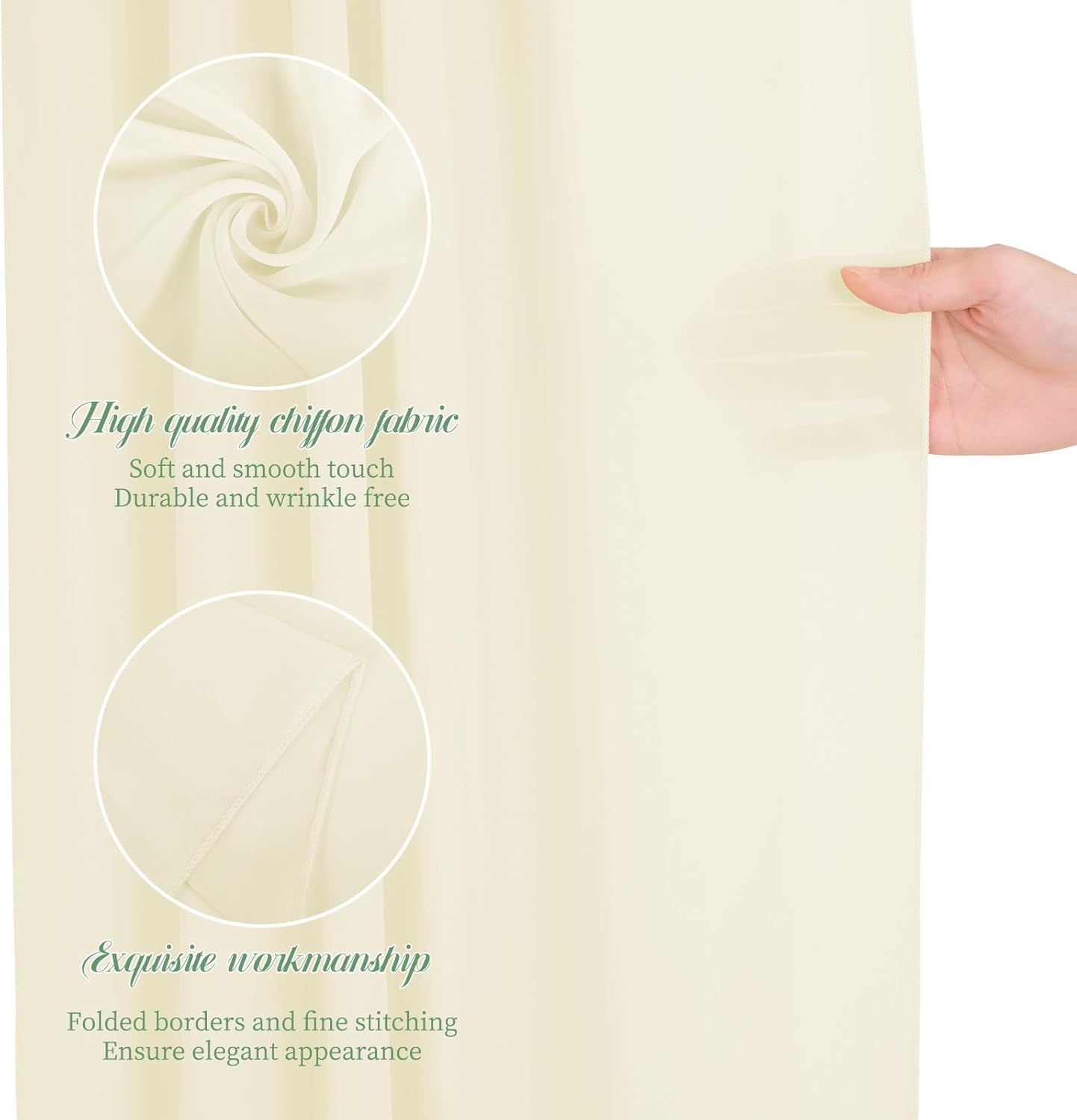 Ivory Sheer Chiffon Wedding Arch Draping Fabric, 1 Panel 28" x 20ft, Perfect for Wedding Ceremony & Reception Decoration