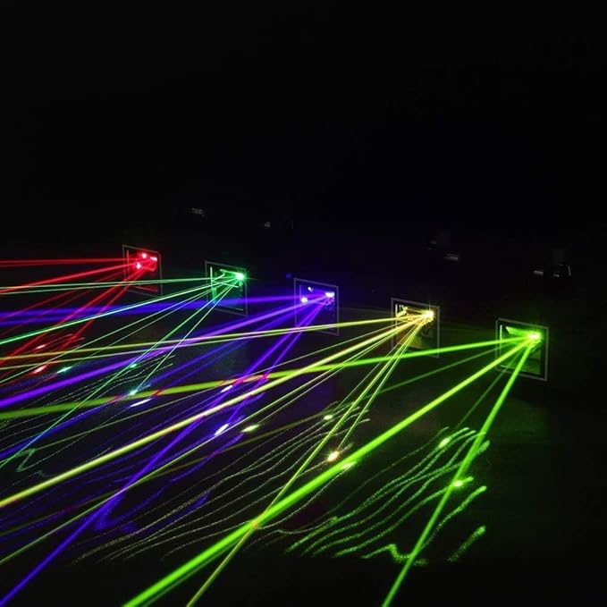 DJ Laser Lights, U`King 5 Beam Effect Sound Activated DJ Party Lights RGBYC LED Music Light by DMX Control for Disco Dancing Birthday Bar Stage Lighting(4PC)