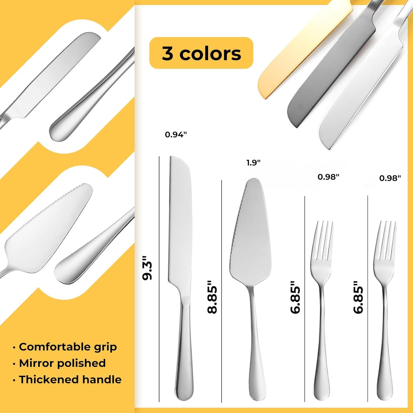 Personalized Wedding Cake Knife and Server Set Stainless Steel Forks Cake Cutter Server Engraved Cake Cutting Set for Wedding Anniversary Engagement Birthday Gifts