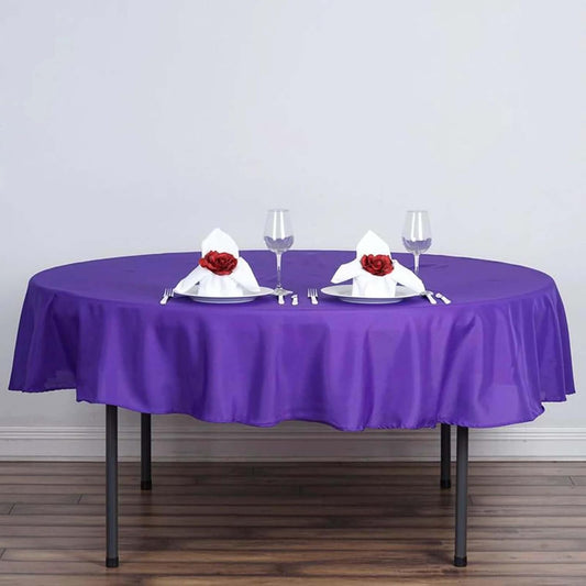 Efavormart Round Tablecloth, 90 Inch Stain & Wrinkle Resistant Washable Table Cloth, Decorative Polyester Fabric Table Cover for Banquet, Wedding, Dining- Purple