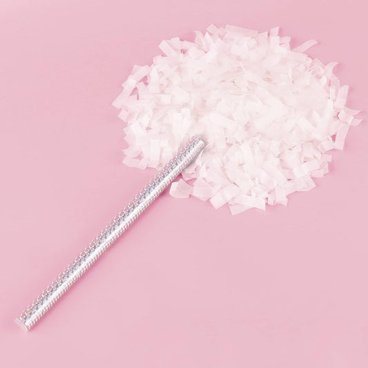 BATTIFE 30Pack White Confetti Wands, 14 Inch Tissue Paper Confetti, Flick Flutter Sticks for Wedding, Celebrations, Anniversary, Birthday, Graduation Party