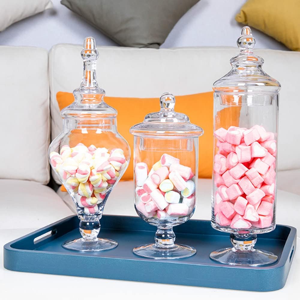 Glass Apothecary Jars Clear Elegant Decorative Buffet Jars Wedding Candy Organizer Storage Canisters Small Home Decor 2 Pcs