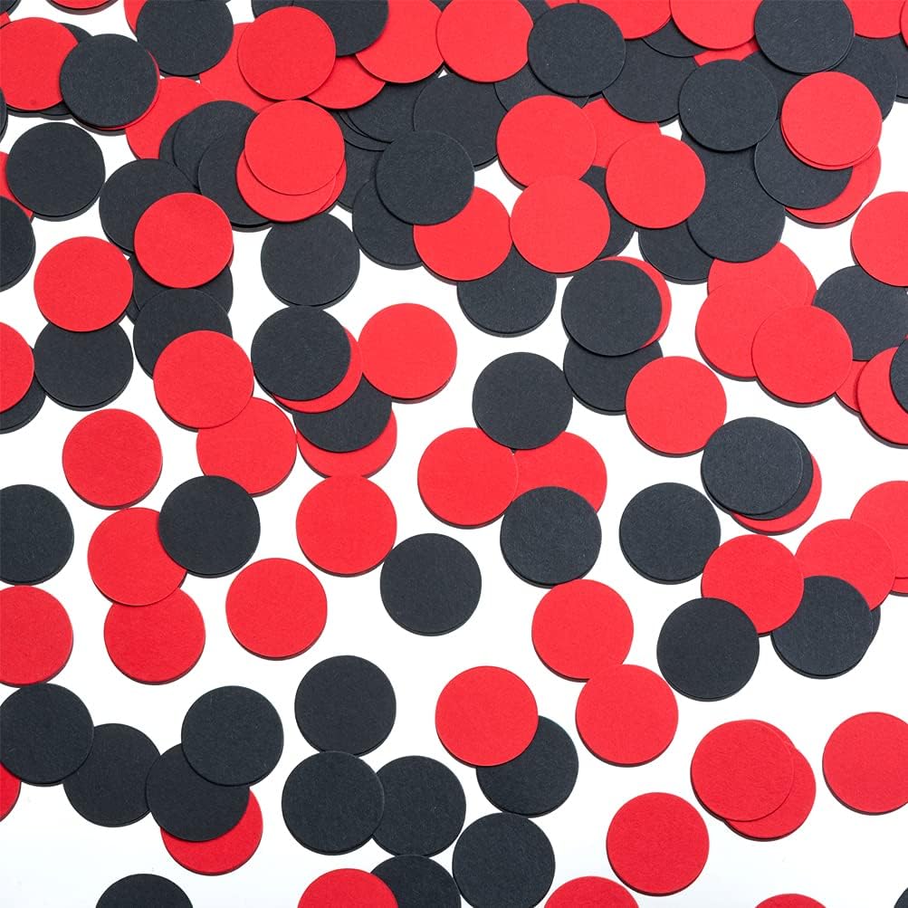Black and Red Confetti Table Decoration for Graduation Birthday Halloween Casino Bachelor Bachelorette Theme Party,1.2 inch in Diameter,200 Counts