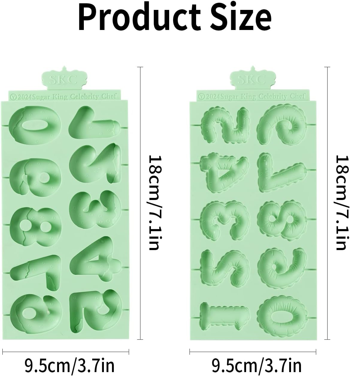 KALAIEN Number Silicone Mold, 2 Pack 3D Chocolate Molds Silicone Number 0-9, Number Cake Molds for Chocolate Fondant Polymer Clay, XNJ2613