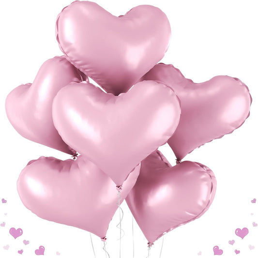 24 Inch Pink Heart Balloons, Heart Shaped Foil Balloons, Light Pink Helium Balloon for Girls Women Baby Bridal Shower Anniversary Wedding Valentines Day Gender Reveal Birthday Party Decorations