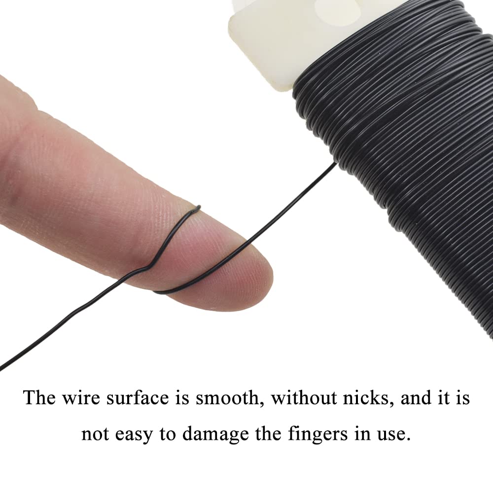 HAHIYO 22Gauge Black Wire - 1Roll, 38Yards (115Feet) Flexible Floral Wire for Crafts, Christmas Wreaths, Tree & Flower Arrangement, Wedding DIY