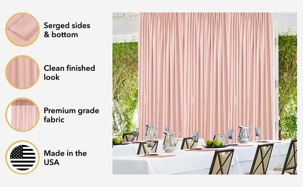 AK TRADING CO. 10 feet x 8 feet IFR Polyester Backdrop Drapes Curtains Panels with Rod Pockets - Wedding Ceremony Party Home Window Decorations - Blush Pink