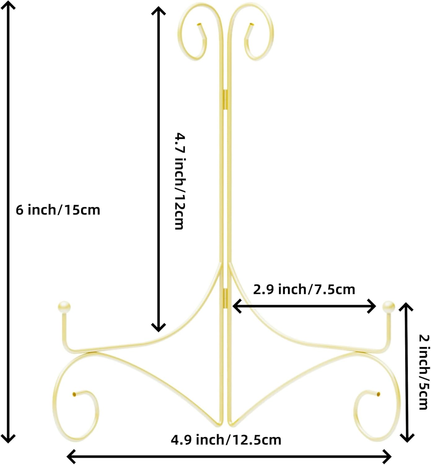 Plate Stand for Display with Hinged Folding Design, 6 Inch Picture Stands for Tables, Small Easels for Displaying Book, Art Piece, Photo and Platter, 6’’ Gold