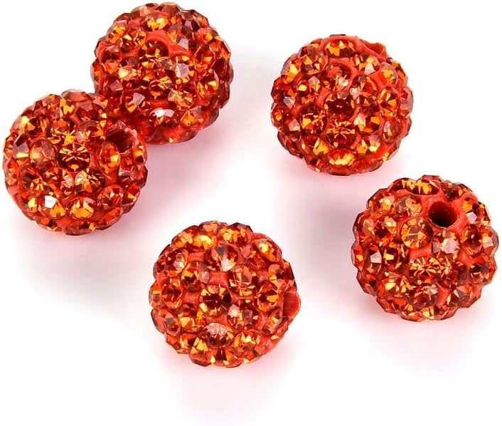 25pcs Adabele Grade A Suncatcher Crystal Rhinestone Pave Loose Beads 12mm Sun Orange Polymer Clay Disco Ball Spacers Compatible with Shamballa All Craft Jewelry Making DB12-12