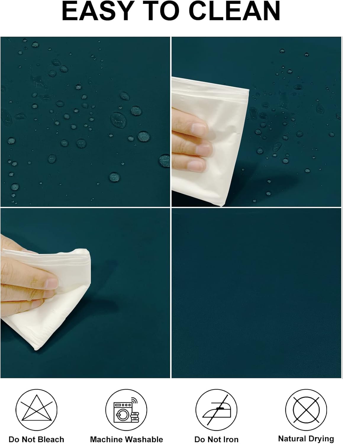 Fokitut 2 Pack Waterproof Round Tablecloth, 90 Inch, Stain Resistant and Wrinkle Polyester Table Cloth, Fabric Table Cover for Kitchen Dining, Wedding, Party, Holiday Dinner-Peacock Blue