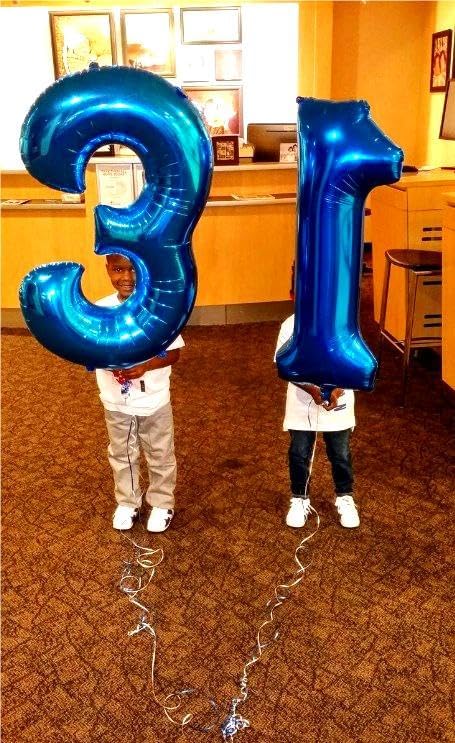 Jumbo Mylar Navy Blue 4 Number Balloon 40 Inch, Big Number 4 Balloons Birthday Decorations, 4th Four 4 14 40 44 64 Year Old Birthday Party, Large Size Digit Numbers Balloon Supplies