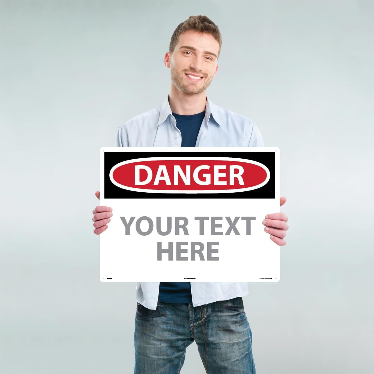 Custom OSHA Style Danger Sign 18" x 24" Aluminum Sign, Customizable "Your Text Here", by AccuformNMC Made in USA