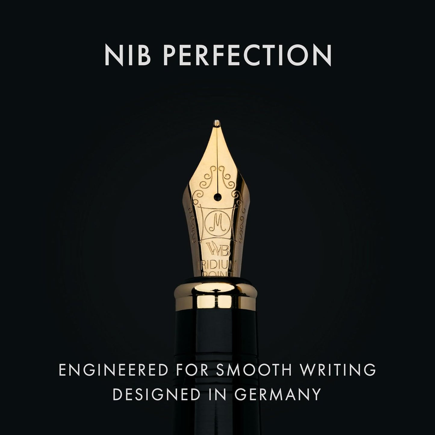 Wordsworth & Black Primori Fountain Pen Set - Blue Gold, Medium Nib, Gift Case, 24 Ink Cartridges, Refill Converter, Manual, Smooth Writing, Left & Right Handed