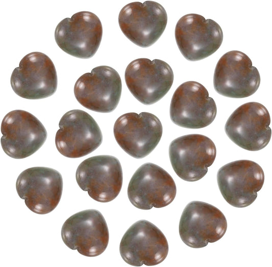 PATIKIL 20 Pcs Natural Heart Shaped Crystal Stone, 0.6 Inch Mini Polished Love Gemstone Crystal, Pocket Rock Engraved Worry Stones for Women Gifts Meditation, Gray Green