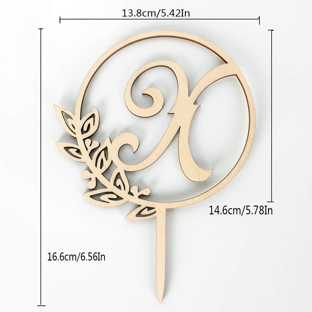 LINGTEER Personalized Inital Letter X Wood Cake Topper Perfect for Birthday Rustic Wedding Anniversary Keepsake Party Decoration