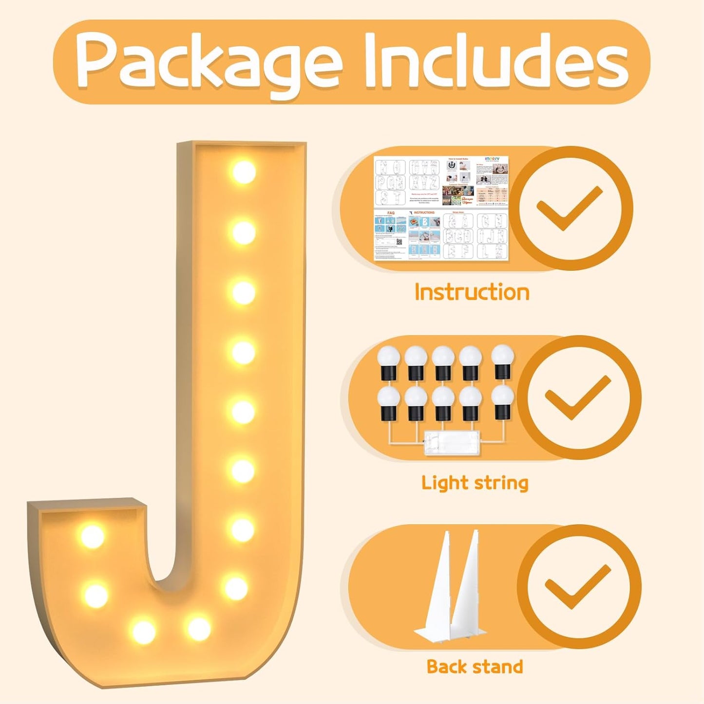 Marquee Letters 4 Feet Tall Large Light Up Letters J Happy Birthday Decorations Marry Me Engagement Party Decor Yellow Light Birthday Decorations Balloon Arch Kit Foam Sign J