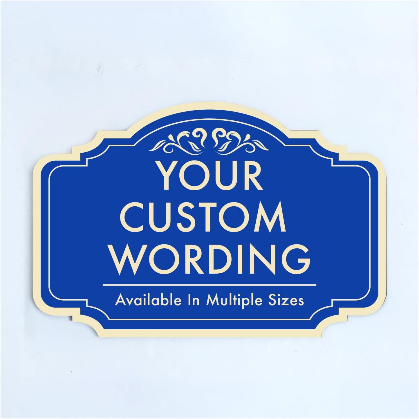 Custom Decorative Outdoor Metal Sign, Personalized Aluminum Driveway Sign - Waterproof, Made in USA - Design 2 Blue Steel 18x12 In