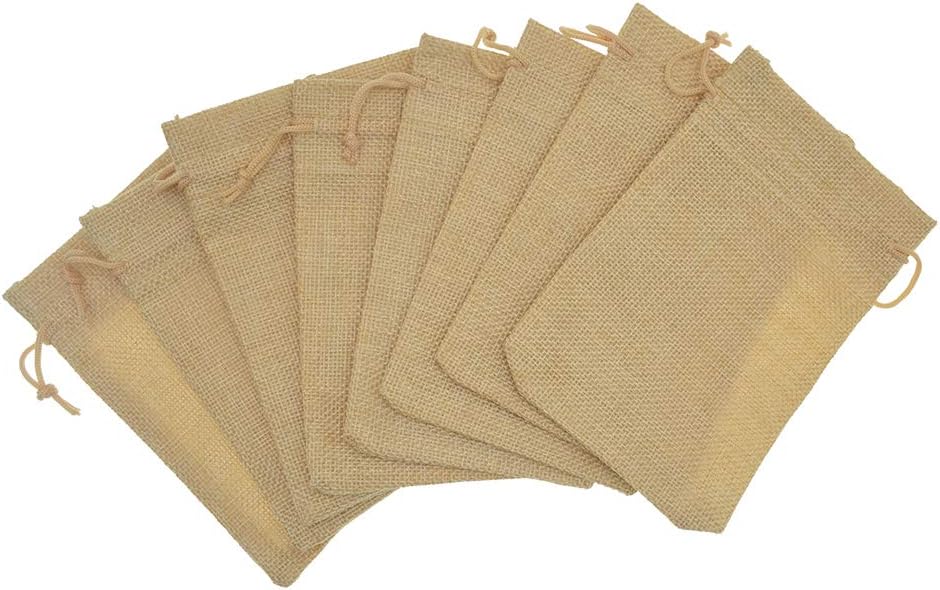 20Pcs Burlap Bags with Drawstring, Linen Gift Bags Jewelry Pouches Sacks for Wedding, Party Favor, DIY Crafts, Present (Flaxen, 5.9 x 7.5 Inch)