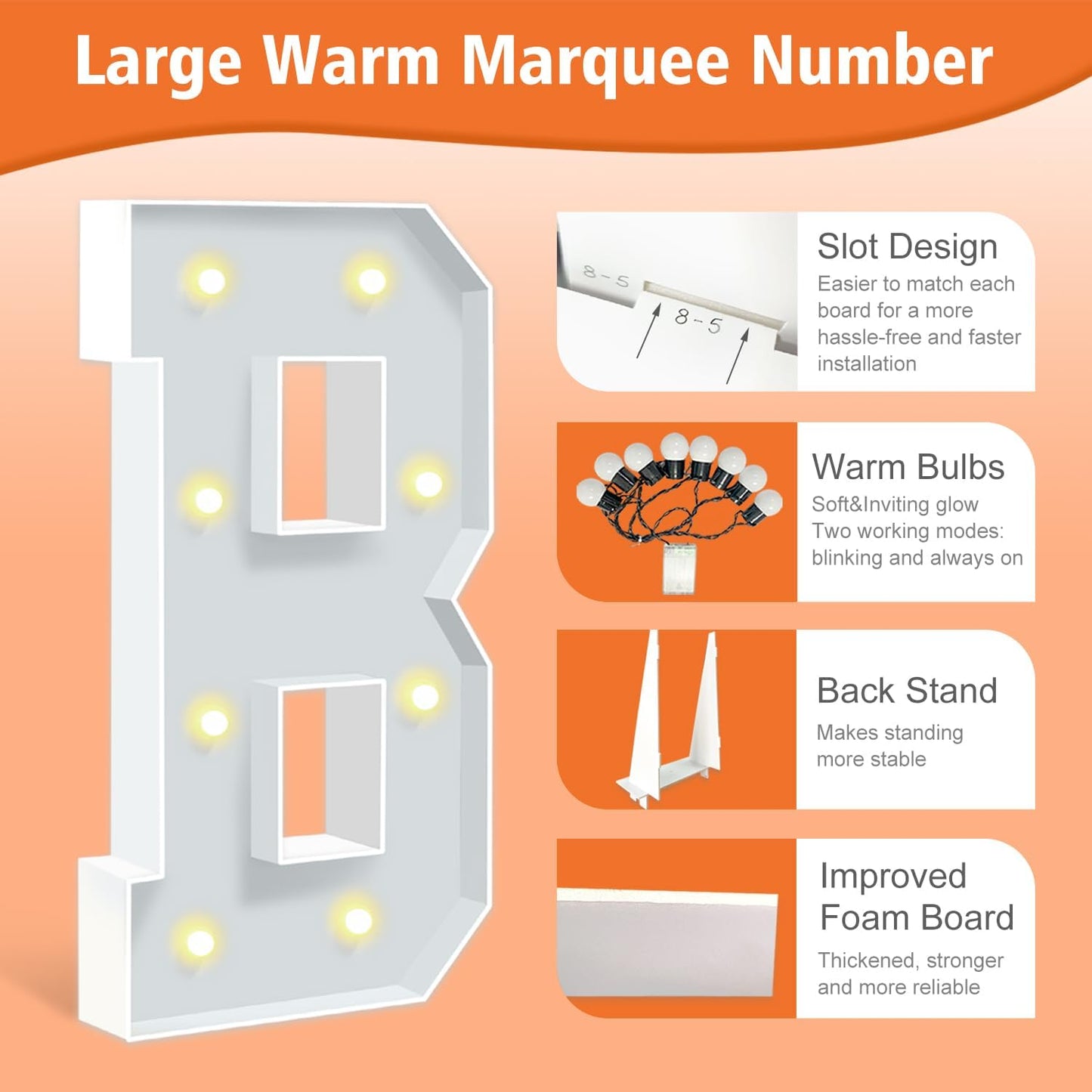 3FT Marquee Letters, Big Mosaic Light Up Letters B, Cardboard Letter for Birthday Decorations, Baby Shower, Engagement Party Decorations, Marquee Sign Pre-Cut Foam Board Kit