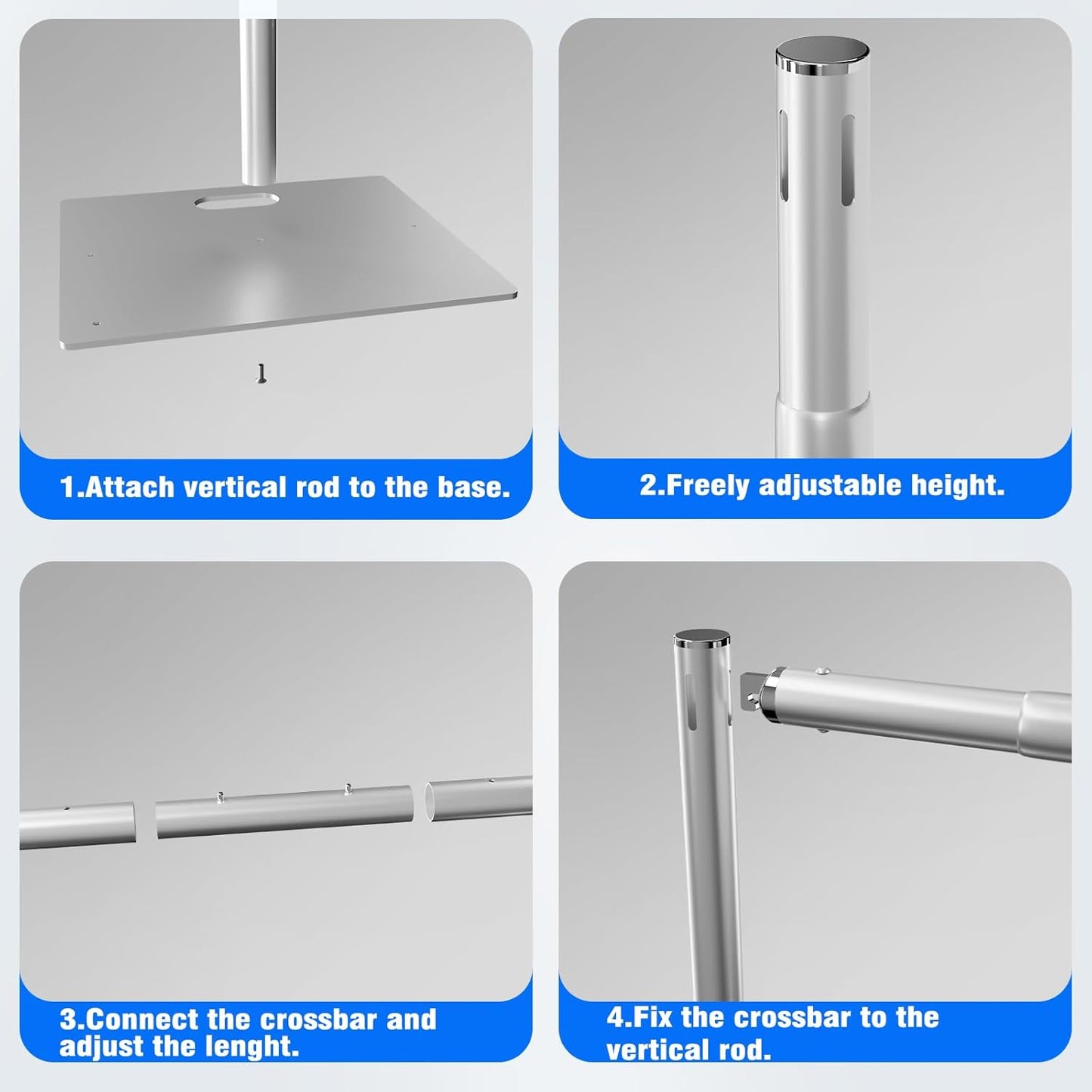 Pipe and Drape Backdrop Stand Kit Backdrop Stand For Parties 8x10 FT Adjustable Photo Backdrop Stand Heavy Duty Background Stand for Wedding Banquet Decorations Silvery