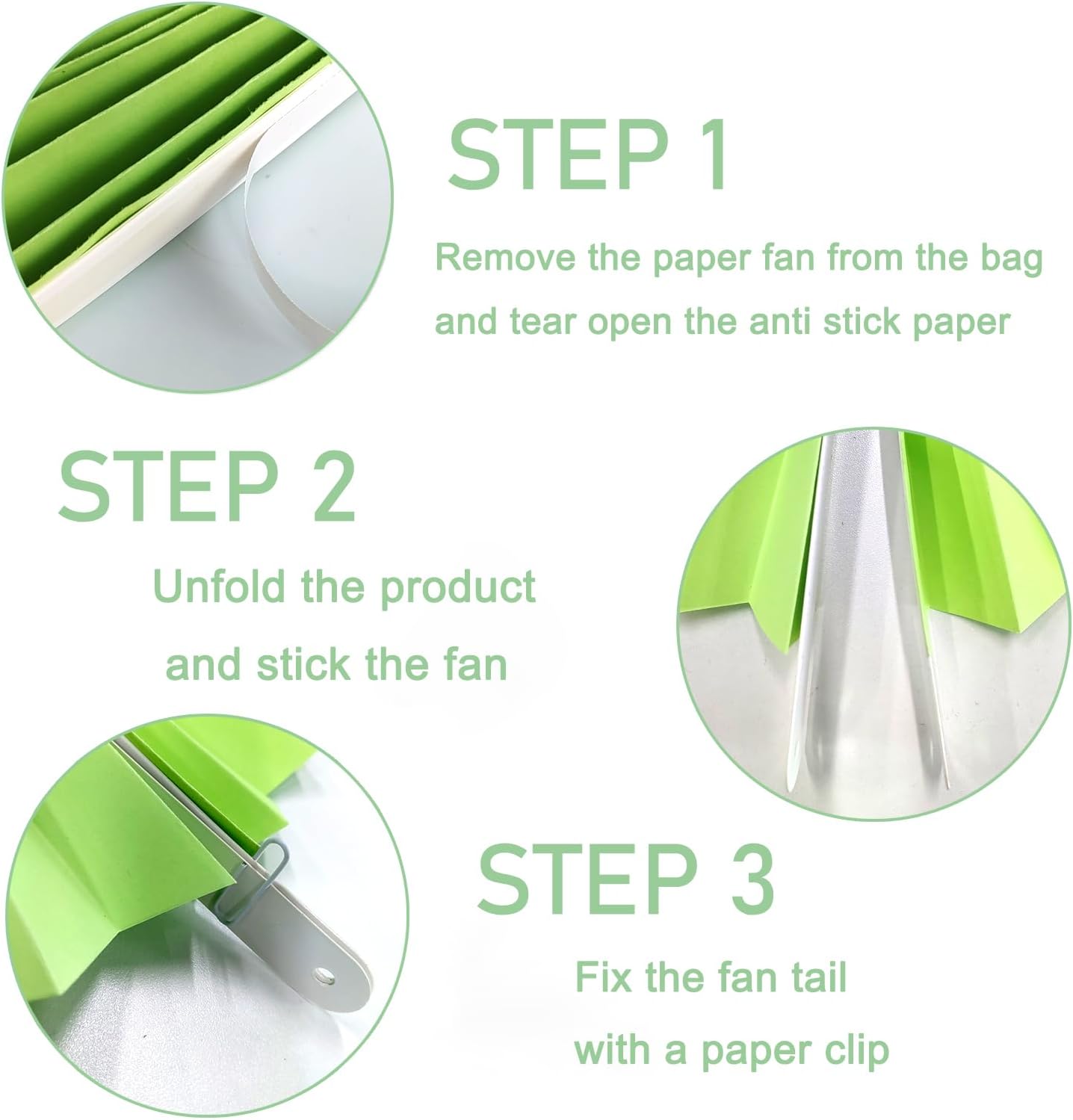 Green Hanging Paper Fans,12in,30 Color,DIY Set,Light Green,Military Theme,Birthday Occasion