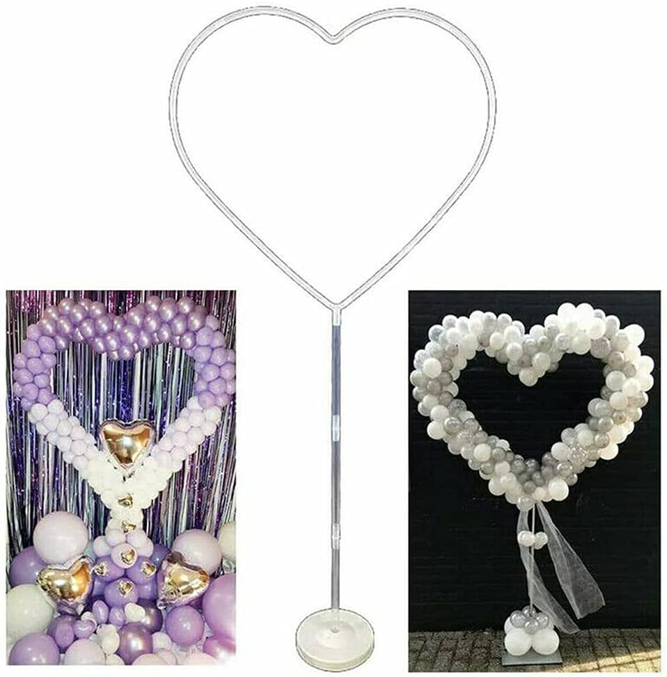 Balloon Column Heart Shape Arch Set with Stand Base and Balloon Sticks, Balloon Arch Frame Column Holder Decoration for Birthday/Wedding/Baby Shower Party