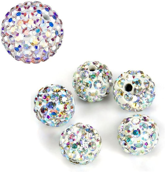 25pcs Adabele Grade A Suncatcher Crystal Rhinestone Pave Loose Beads 12mm Clear AB Polymer Clay Disco Ball Spacers Compatible with Shamballa All Craft Jewelry Making DB12-2