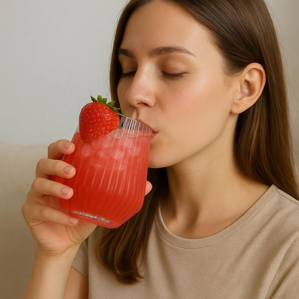 40 count origami ripple Unbreakable Stemless Plastic Wine Champagne Whiskey Glasses Elegant Durable Disposable Indoor Outdoor Ideal for Home, Office, Bars, Wedding, Ribbed 14 Ounce Cups (40, Clear)