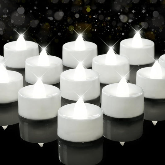 BEICHI Flameless Candles, 24Pack Battery Operated Candle, LED Tea Lights Candles Battery Operated, Flickering Fake Votives for Wedding Halloween Christmas Diwali- Pure White Light