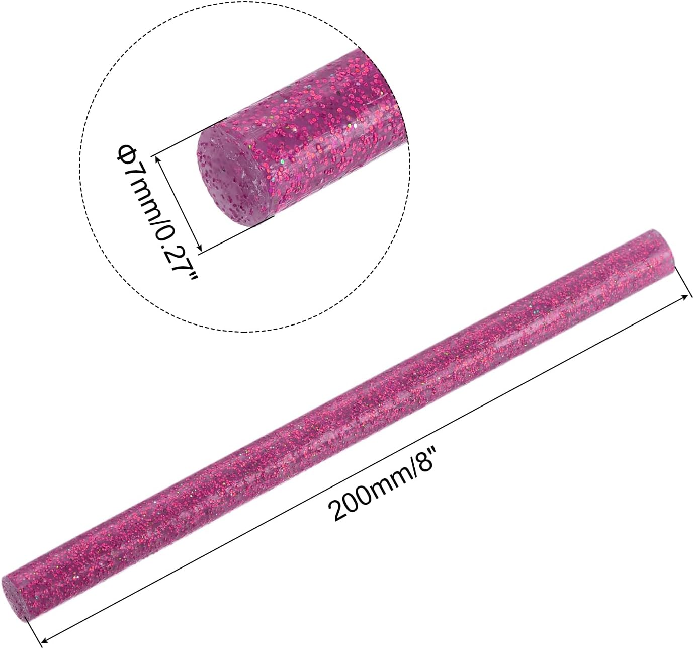 uxcell 20pcs Hot Glue Sticks for Glue Gun 7mm/0.27-inch x 8-inch Mini Hot Melt Adhesive Glue Stick Glitter Rose Red