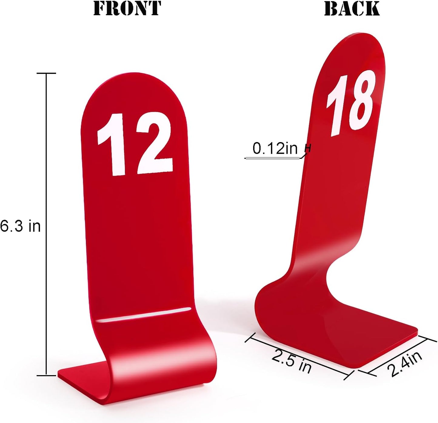 Okllen 1-30 Table Numbers Red, Restaurant Acrylic Order Numbers, Double Sided Table Number Card Signs for Wedding Party Seating Cafes Banquet