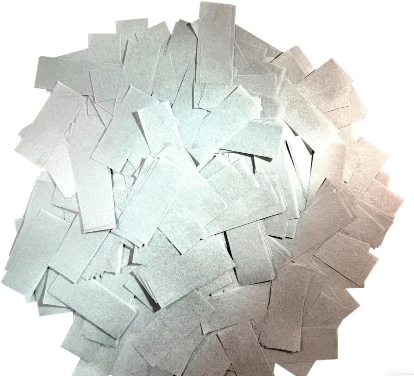 Silver Shimmer Biodegradable Confetti - Rectangular Flame-Resistant and Slow-Falling Tissue Paper Confetti for Cannon and Launcher use – Best for Celebrations - 1 lb, 16 oz
