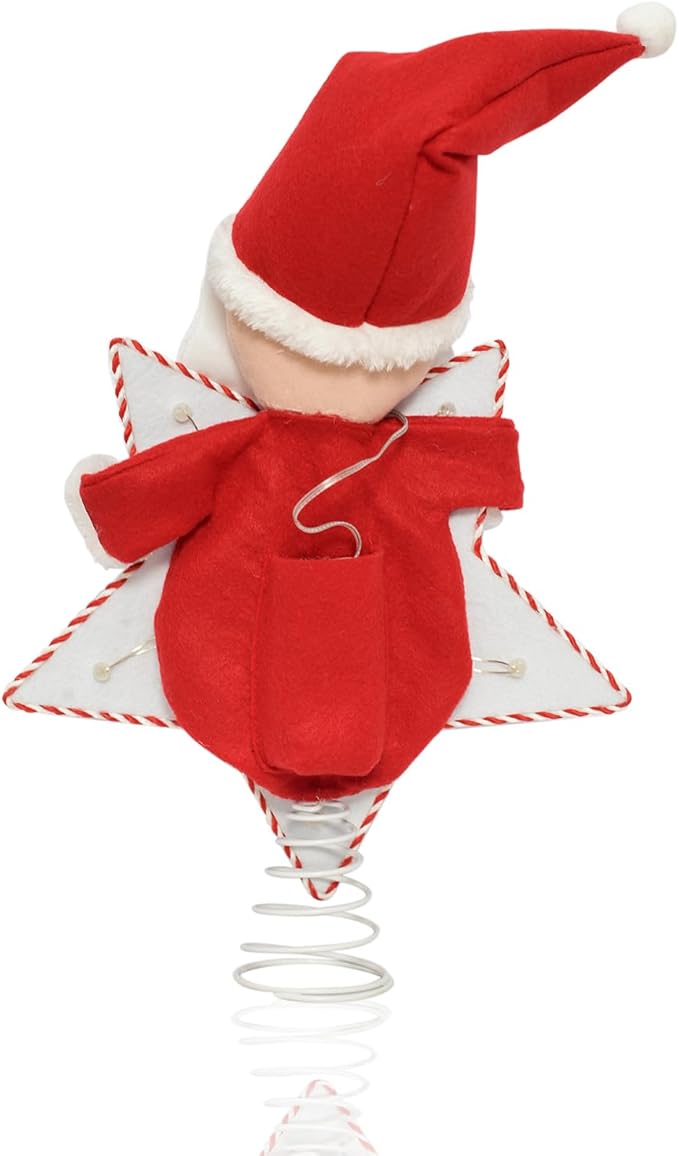 Santa Claus Christmas Tree Topper -Santa Claus Christmas Decorations, Holiday Xmas Decorations Funny Home Decor with Battery Operated Tree Ornaments w/10 LED Lights(Battery not Included)