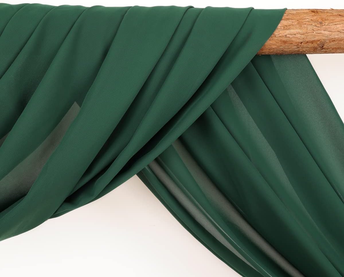 Wedding Arch Draping Fabric 2 Panels 30'' x 18FT Emerald Green Sheer Chiffon Arch Drapery for Photo Booth Bridal Shower Baby Shower Church Decor Newborn Photography Christening Outdoor Party