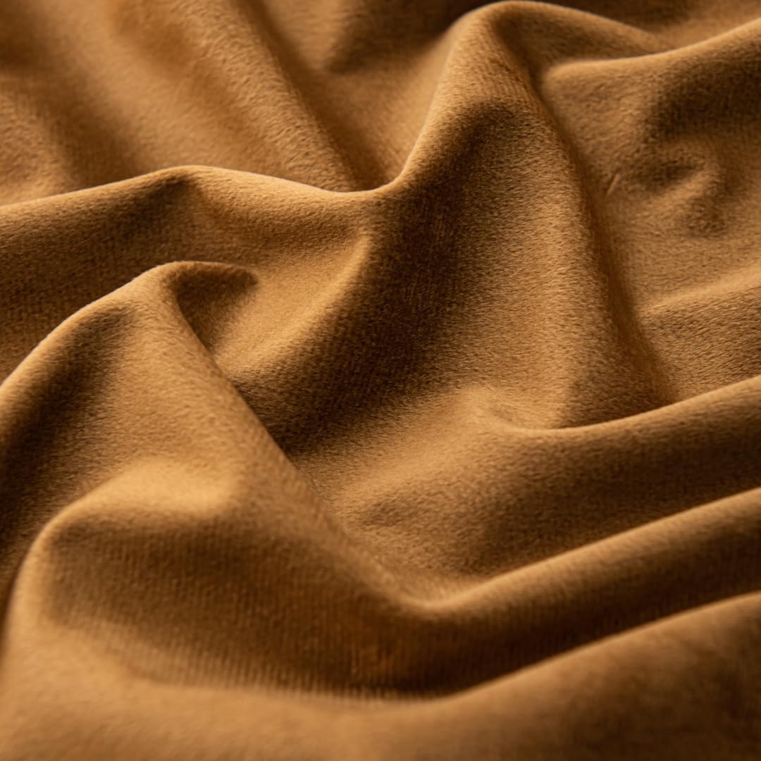 F-CHU Luxury Camel Tablecloth Thickset Velvet Tablecloth with Beautiful Gold Tassels Vintage Table Cloth for Home Decor Wedding, Party, Banquet and Events 60x120-Inch