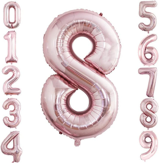 GOER 2 Pcs 42 Inch Rose Gold Foil Balloons Number 8,Huge Number Balloons for 8th 88th Birthday Party Supplies Anniversary Decorations