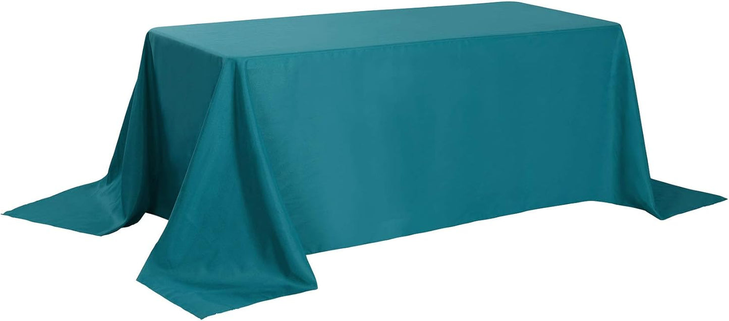 Rectangle Tablecloth 90x132 inch Washable Polyester Fabric Table Cloth for Wedding Party Dining Banquet Decoration（90x132, Teal）